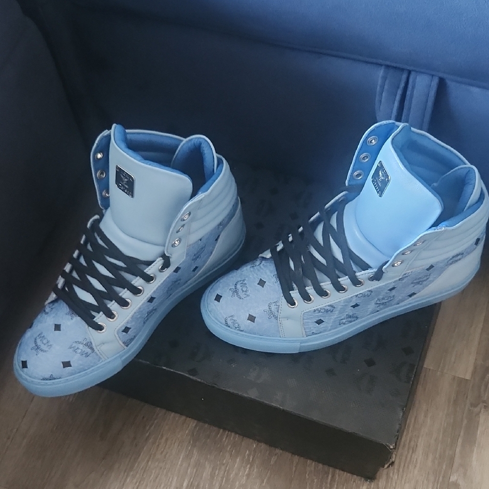 MCM Blue High-Top Sneakers - Picture 3 of 6